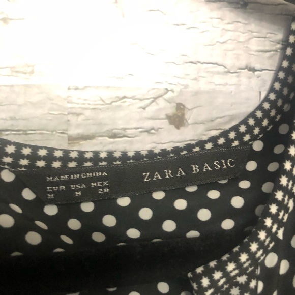Zara Basic black and white polka dot split top - Picture 3 of 5
